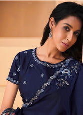 Wonderful Looking Saree in Navy Blue